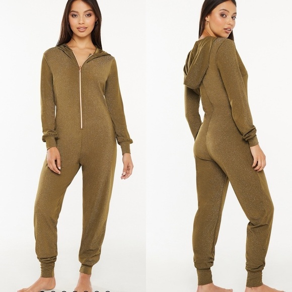 Savage X FENTY Sleep & Shine‎ Hooded Onesie in Military Olive Green Size Small - Picture 1 of 11